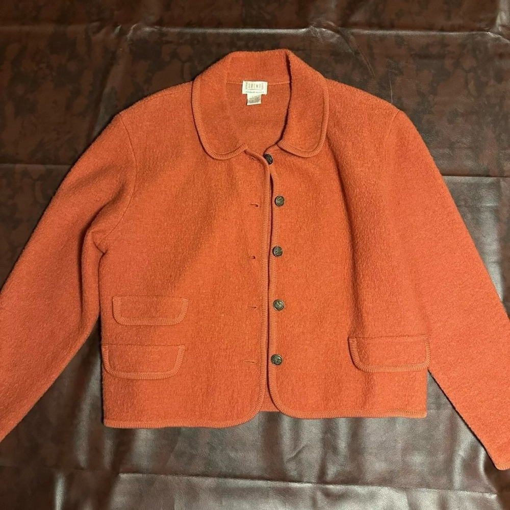 Vintage Orange 100% Wool Women’s Jacket Size Large